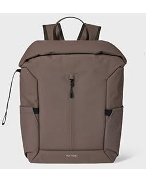 Paul Smith Mauve Nylon Backpack With Leather Trims - Brown