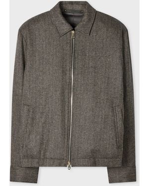Paul Smith Herringbone Wool-Cashmere Zip Jacket - Black