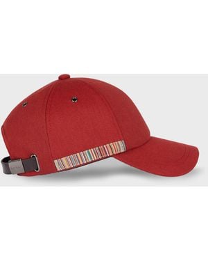 Paul Smith 'Signature Stripe' Trim Baseball Cap - Red