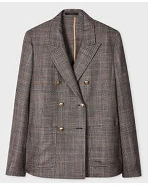 Paul Smith Check Double Breasted Blazer - Brown