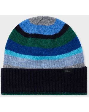 Paul Smith Dark 'Seasonal Stripe' Beanie - Blue