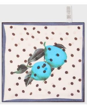 Paul Smith 'Pears And Polka Dot' Cotton Pocket Square - Gray