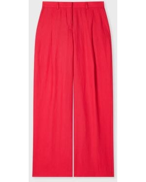 Paul Smith Fuchsia Wide-Leg Linen Pants - Red