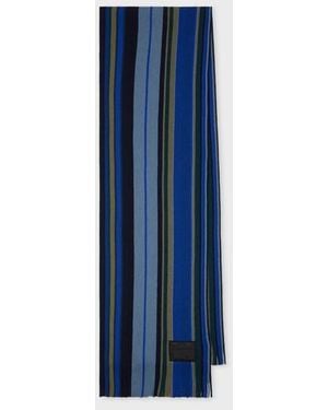 Paul Smith Twisted Stripe Wool Scarf - Blue