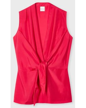 Paul Smith Fuchsia Silk Front Tie Top - Pink