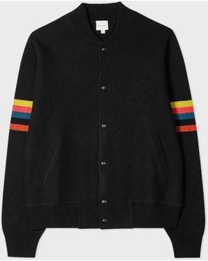 Paul Smith Merino Wool 'Artist Stripe' Bomber Jacket - Black