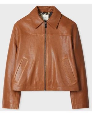 Paul Smith Tan Leather Jacket - Brown