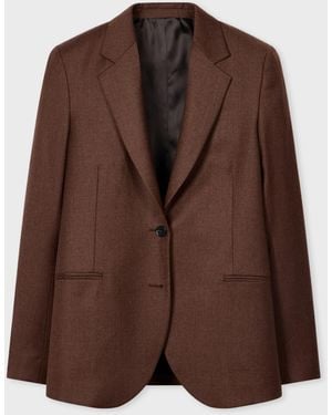 Paul Smith Wool-Cashmere Flannel Two-Button Blazer - Brown