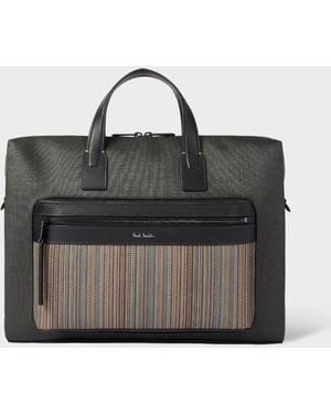 Paul Smith 'Signature Stripe' Coated Canvas Folio - Black