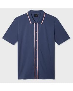 Paul Smith Button-Through Polo Shirt - Blue