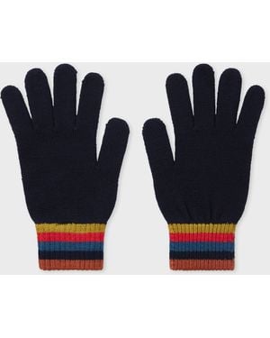 Paul Smith Merino Wool 'Artist Stripe' Gloves - Blue