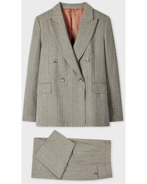 Paul Smith 'Chalk Stripe' Double-Breasted Two-Piece Suit - Gray