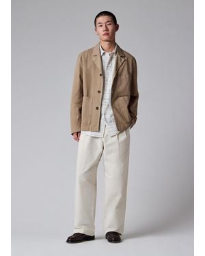 Paul Smith Taupe Cotton-Linen Three-Button Jacket - White
