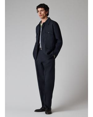 Paul Smith Relaxed-Fit Dark Linen Pants - Blue