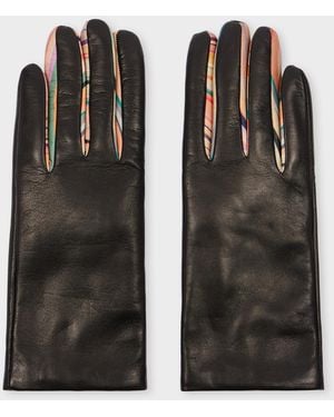 Paul Smith Leather 'Swirl' Gloves - Black