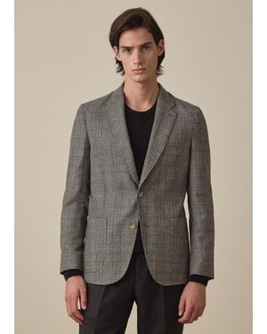 Paul Smith Wool Houndstooth Check Buggy-Lined Blazer - Gray