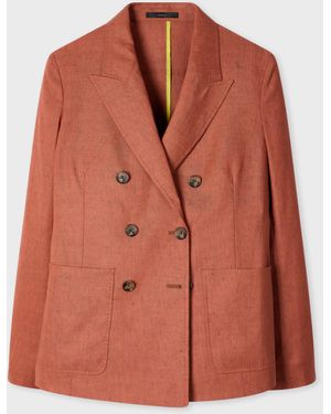 Paul Smith Rust Linen-Wool Blend Double-Breasted Blazer - Red