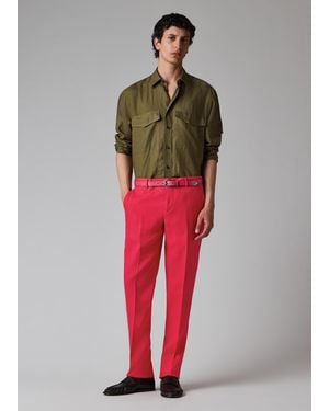 Paul Smith Tapered-Fit Fuchsia Linen Pants