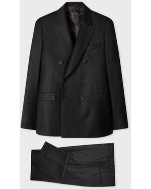Paul Smith Charcoal Wool-Cashmere Flannel Double-Breasted Two-Piece Suit - Black
