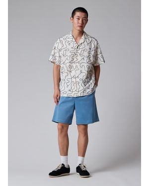 Paul Smith Light Cotton-Twill Pleated Shorts - Blue