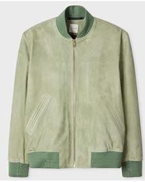Paul Smith Light Suede Bomber Jacket - Green