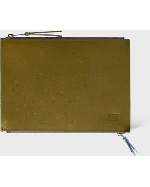 Paul Smith Khaki Two-Tone Zip Travel Pouch - Green