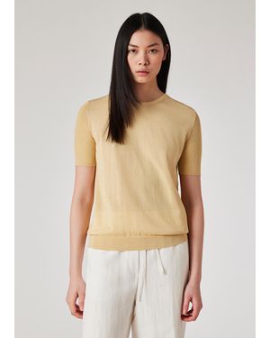 Paul Smith Cotton-Blend Knitted Short Sleeve Top - Natural