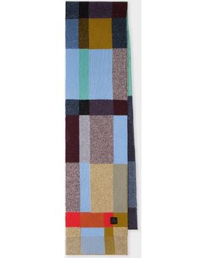 Paul Smith Wool-Cotton Colour-Block Scarf - Blue
