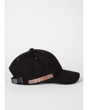 Paul Smith 'Signature Stripe' Trim Cotton Baseball Cap - Black