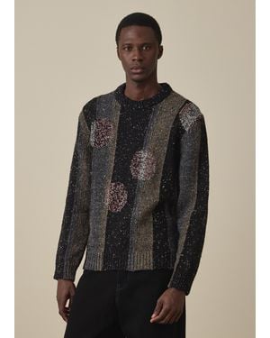 Paul Smith Flecked Stripe Polka Dot Wool Sweater - Black