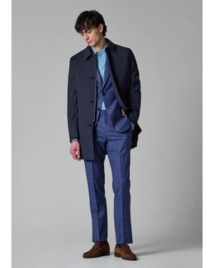 Paul Smith Melange 'Storm System' Wool Mac With Detachable Gilet - Blue
