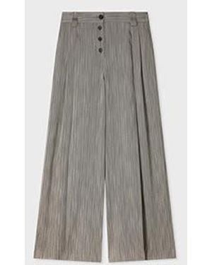 Paul Smith Herringbone Wide-Leg Pleated Pants - Gray