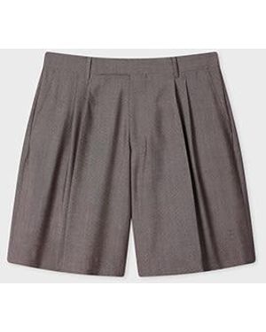 Paul Smith Wool-Mohair Pleated Shorts - Gray