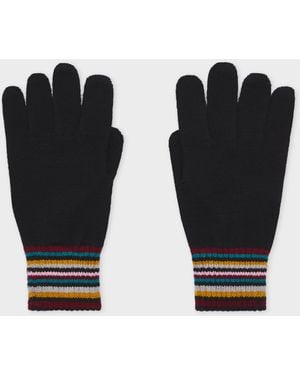 Paul Smith Merino Wool 'Signature Stripe' Gloves - Black