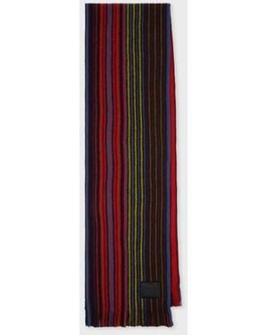 Paul Smith Wool Double Side Stripe Scarf - Red