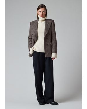 Paul Smith Harris Tweed Herringbone Double-Breasted Jacket - Gray