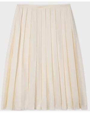 Paul Smith Ecru Cotton-Silk Organza Pleated Skirt - White
