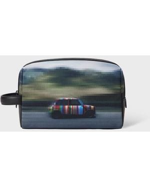 Paul Smith Recycled Polyester 'Pixelated Mini' Washbag - Blue
