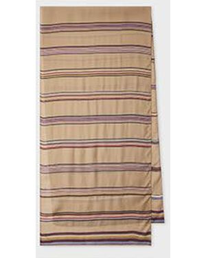 Paul Smith Broken 'Signature Stripe' Silk-Blend Scarf - Natural