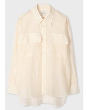 Paul Smith Ecru Cotton-Silk Organza Shirt - Natural