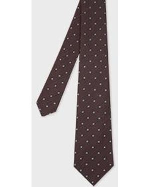 Paul Smith Silk And Wool-Blend Polka Dot Tie - Brown