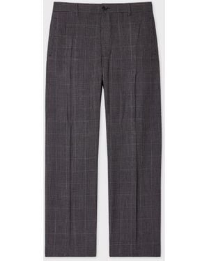 Paul Smith Mauve Check Stretch-Wool Pants - Gray