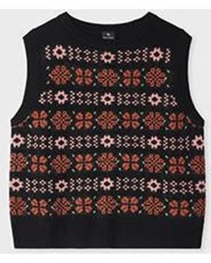 Paul Smith And Fairisle Knitted Vest - Black