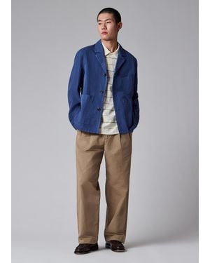 Paul Smith Mid Cotton-Linen Three-Button Jacket - Blue