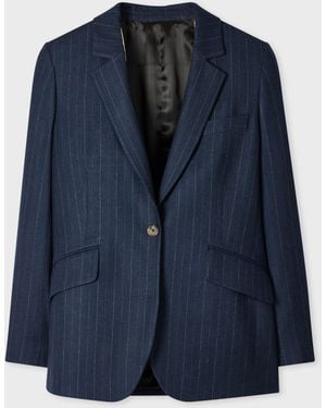 Paul Smith Chalk Stripe Wool-Blend Blazer - Blue