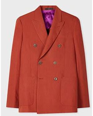Paul Smith Rust Double-Breasted Linen Blazer - Red