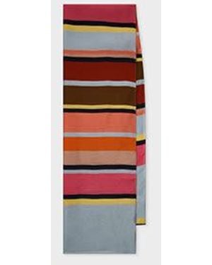 Paul Smith Stripe Viscose-Silk Scarf - Red