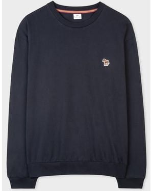 Paul Smith Organic Cotton Zebra Logo Long-Sleeve T-Shirt - Blue