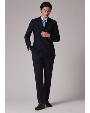 Paul Smith Tailored-Fit 'Suit To Travel In' Double-Breasted Blazer - Blue