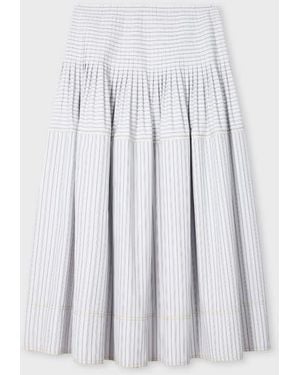 Paul Smith Cotton-Blend Stripe Skirt - White